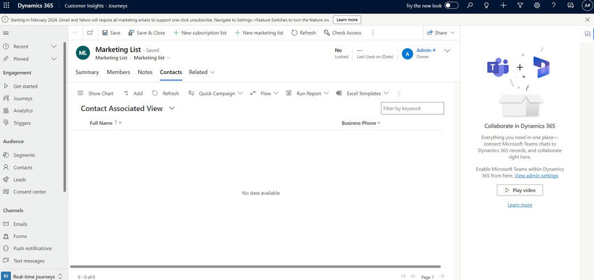 Contact associated view